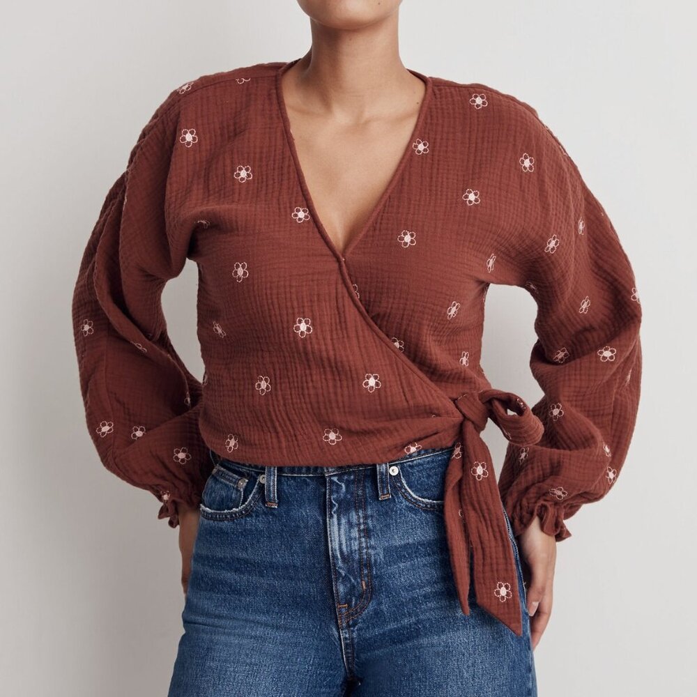 Madewell Lightspun Maira Wrap Top